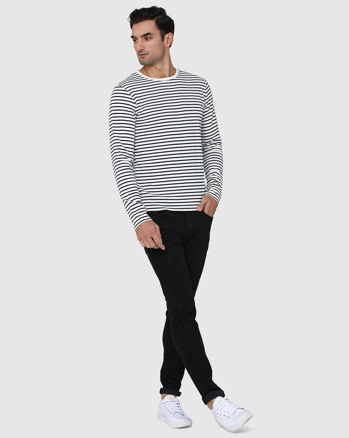 White Striped Crew Neck T-Shirt