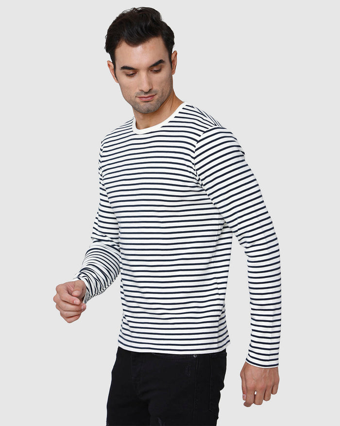 White Striped Crew Neck T-Shirt