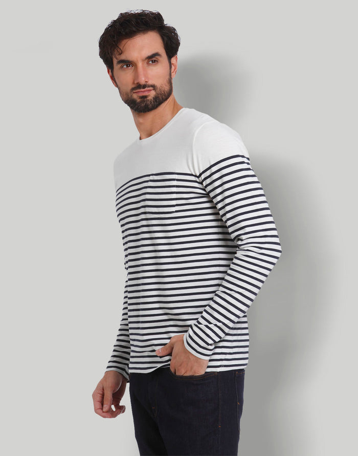 White Striped Crew Neck T-Shirt