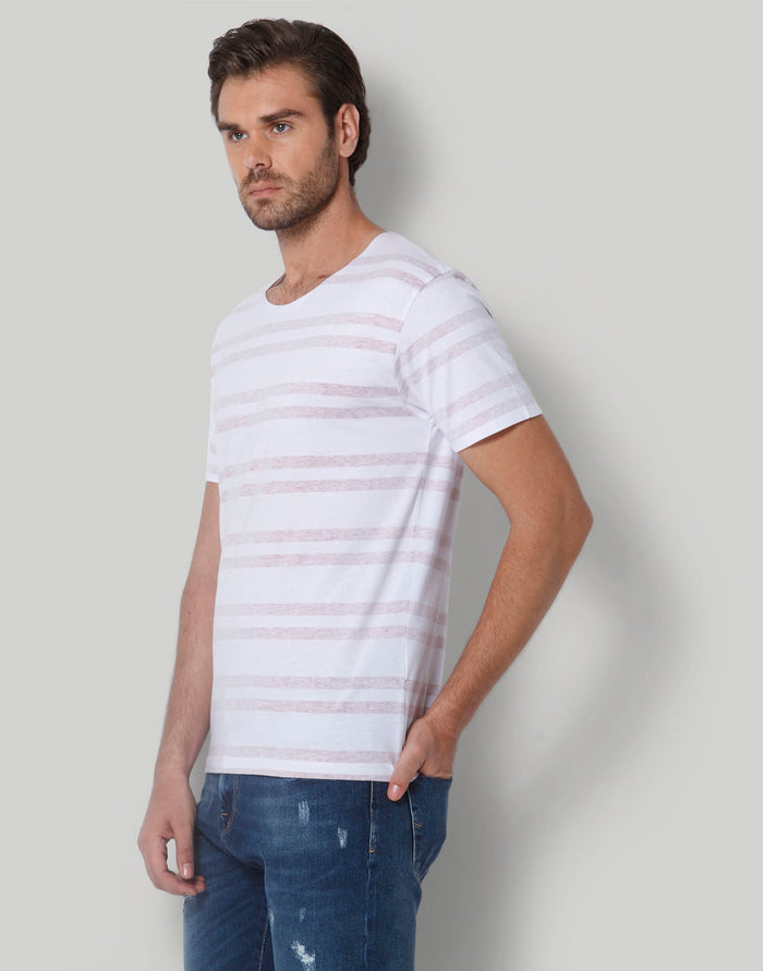 White Striped Crew Neck T-Shirt