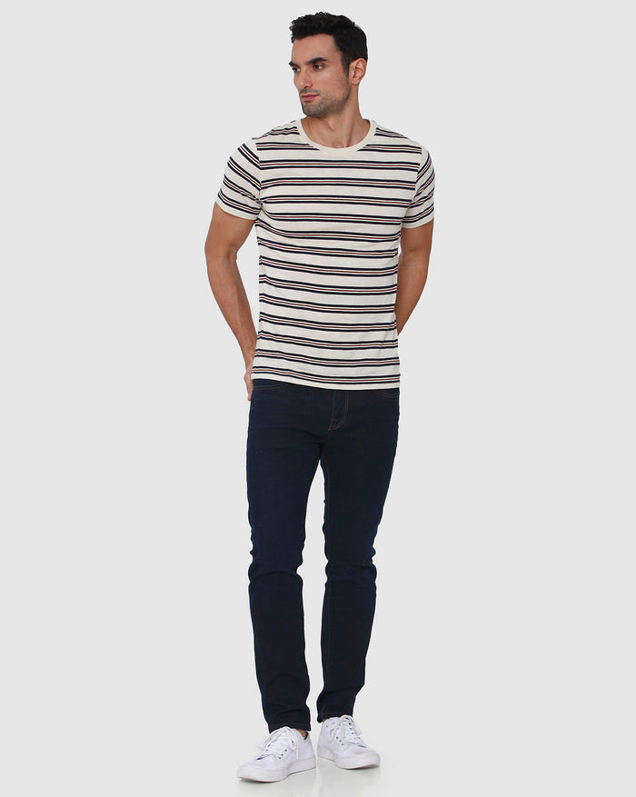White Striped Crew Neck T-Shirt