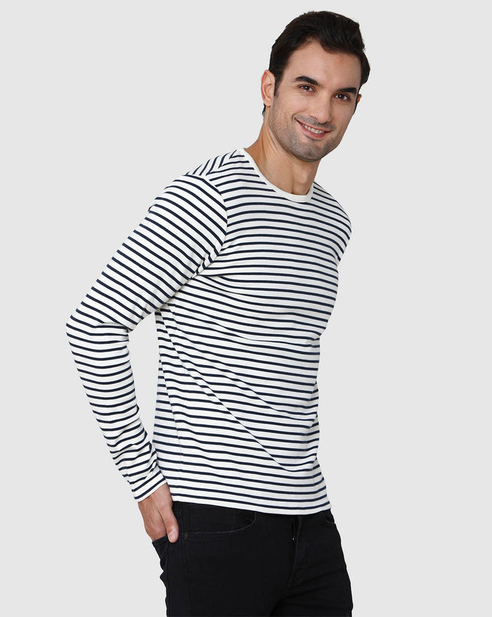 White Striped Crew Neck T-Shirt