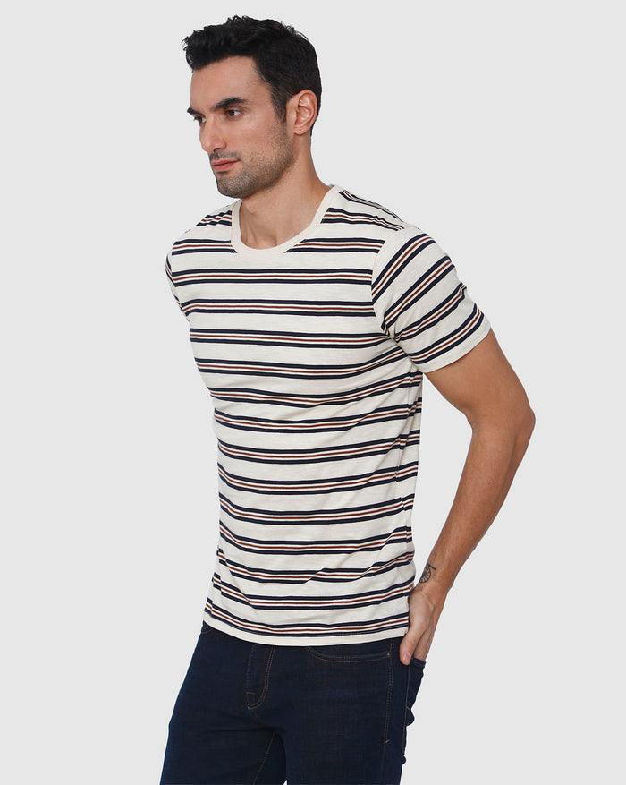 White Striped Crew Neck T-Shirt
