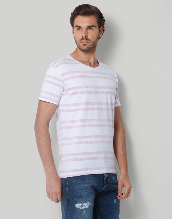 White Striped Crew Neck T-Shirt