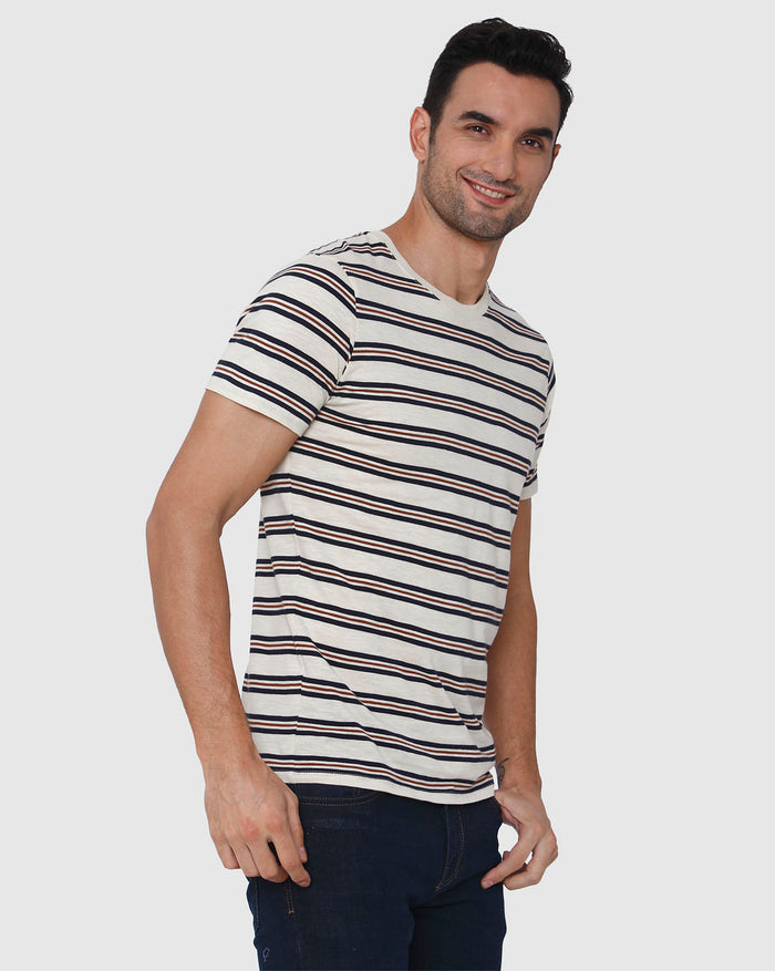 White Striped Crew Neck T-Shirt