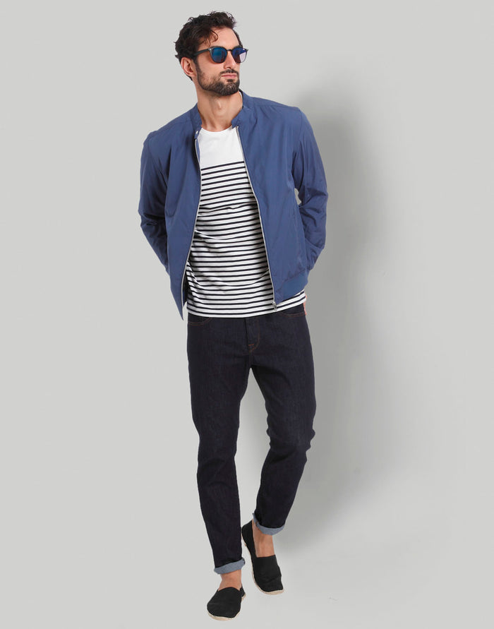 White Striped Crew Neck T-Shirt