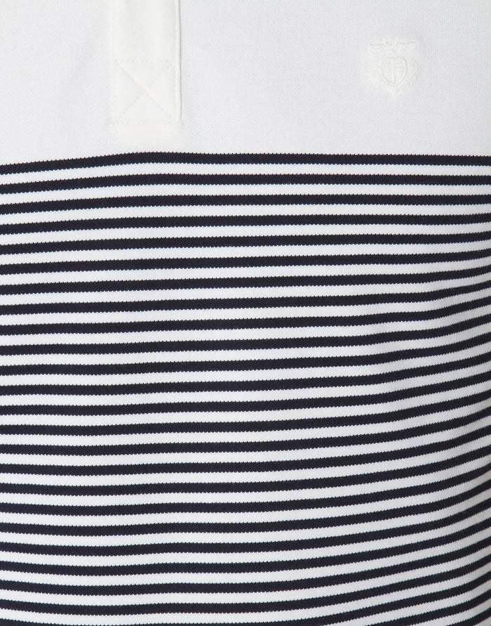 White Striped Polo Neck T-Shirt