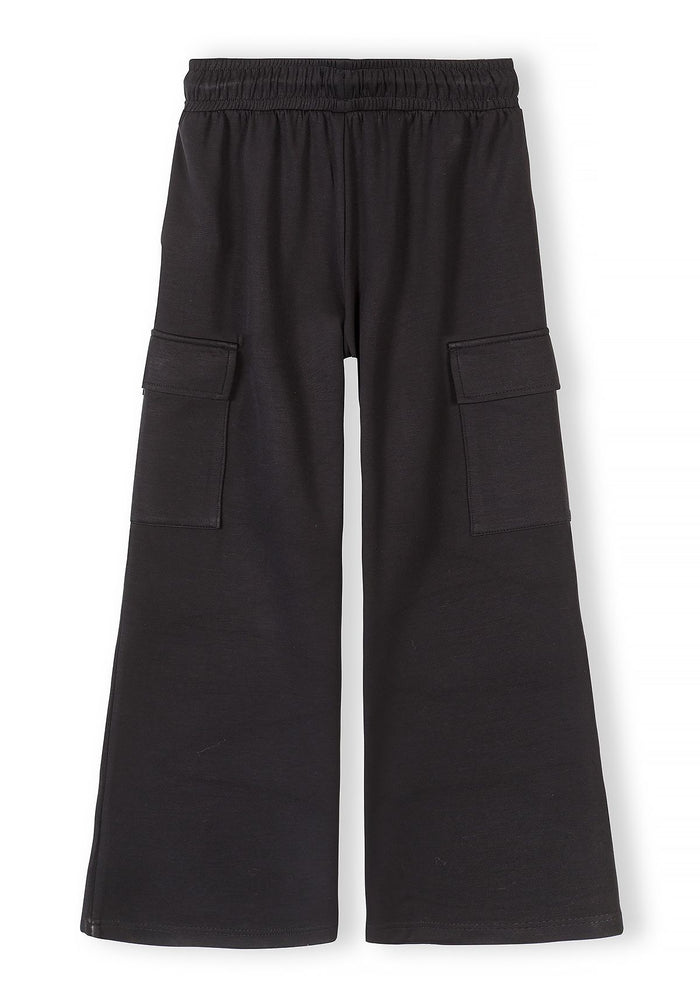 Wide Leg Joggers, Black, Cargo Pockets - 2
