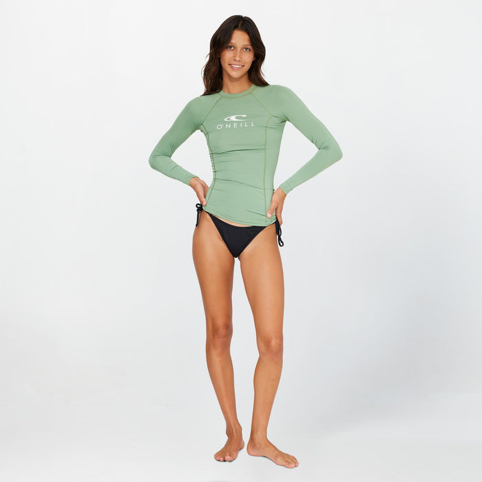 Women's Classic Long Sleeve Rash Vest - Oil Green
