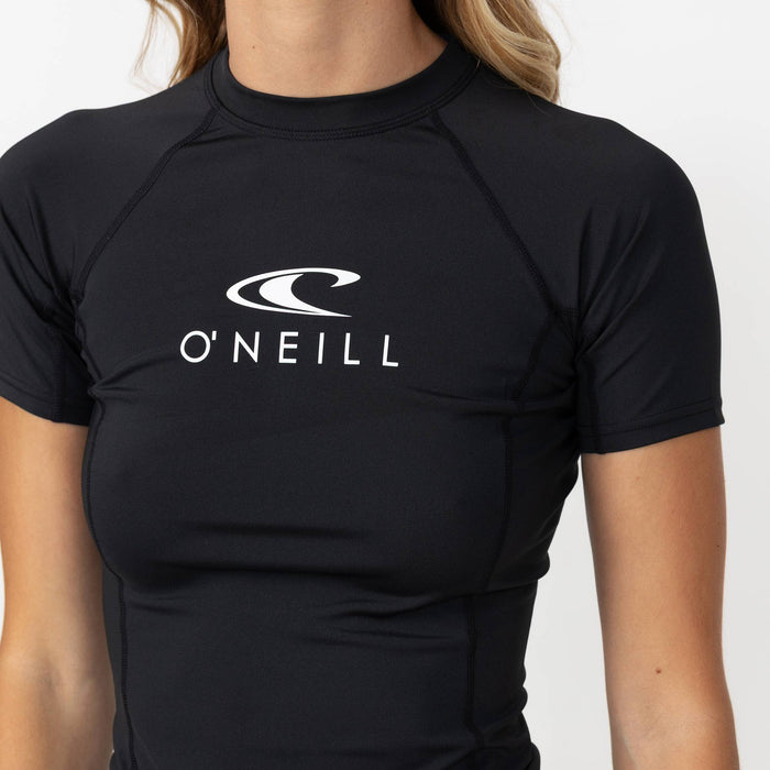 Women's Classic Short Sleeve Rash Vest - Black