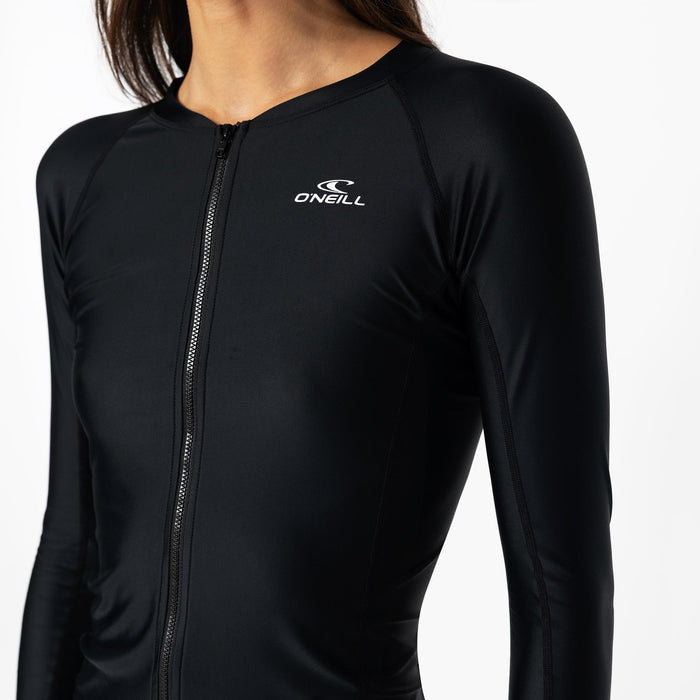 Women's Laney Front Zip Long Sleeve Rash Vest - Black