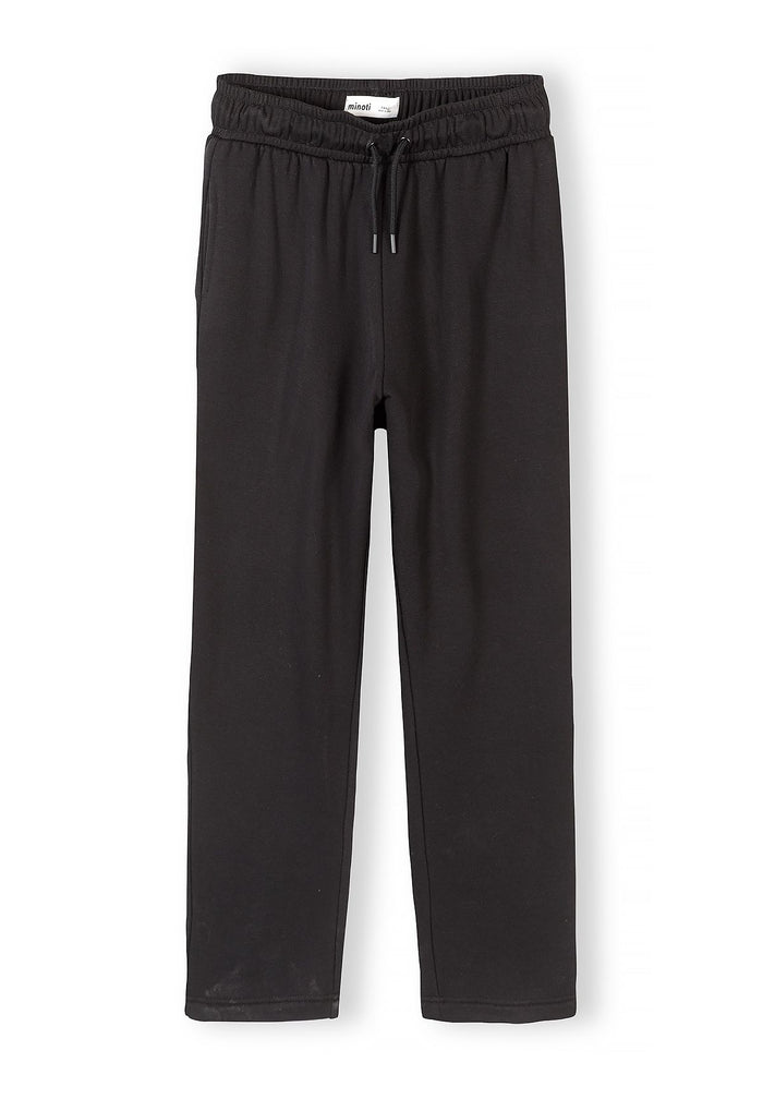 Wide Leg Joggers, Black, Drawstring Waist - 1