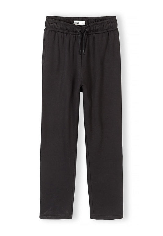 Wide Leg Joggers, Black, Drawstring Waist - 1