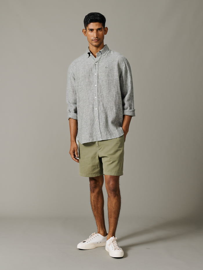 Aubin Khaki Worlaby Linen Shirt | Linen Shirt