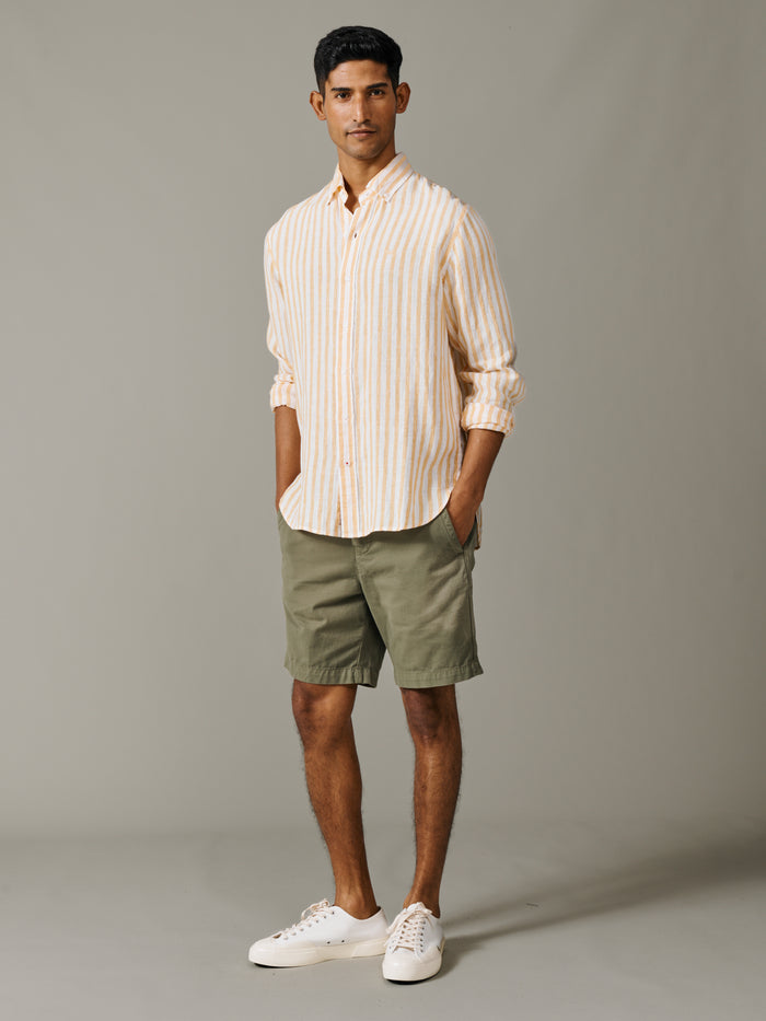 Aubin Yellow Stripe Worlaby Linen Shirt | Linen Shirt