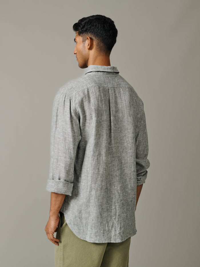 Aubin Khaki Worlaby Linen Shirt | Linen Shirt