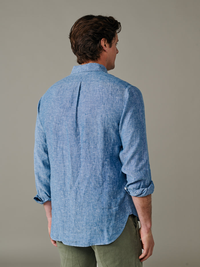 Aubin Blue Worlaby Linen Shirt | Linen Shirt