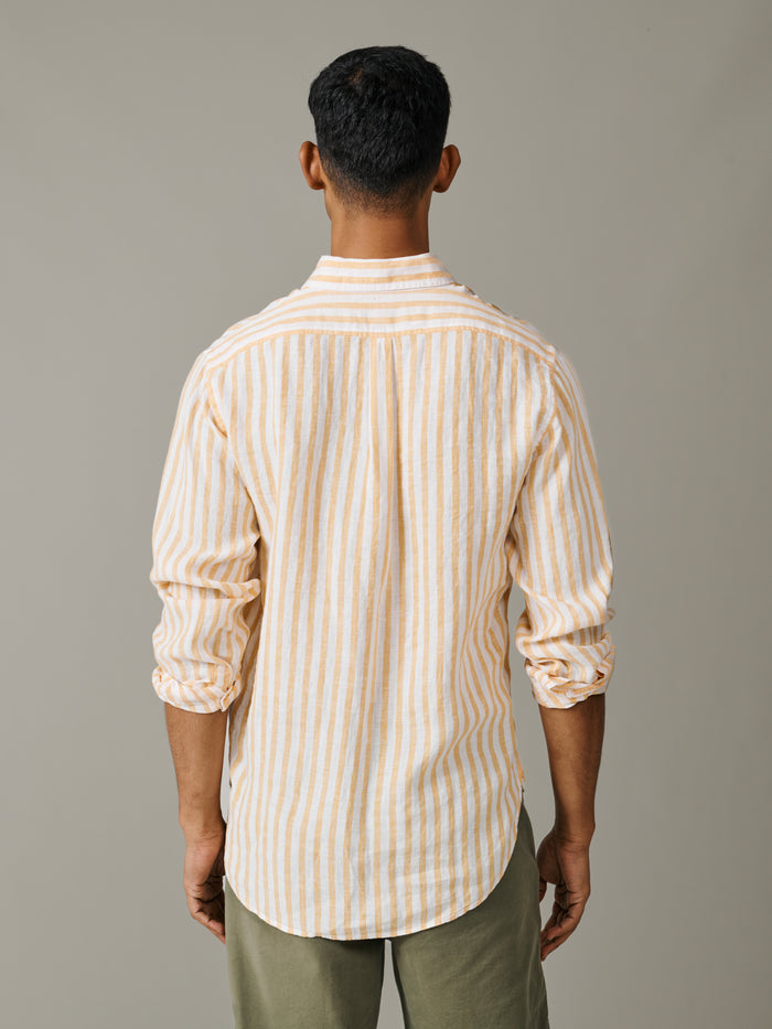 Aubin Yellow Stripe Worlaby Linen Shirt | Linen Shirt