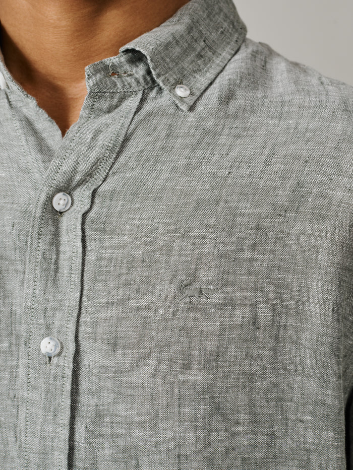 Aubin Khaki Worlaby Linen Shirt | Linen Shirt