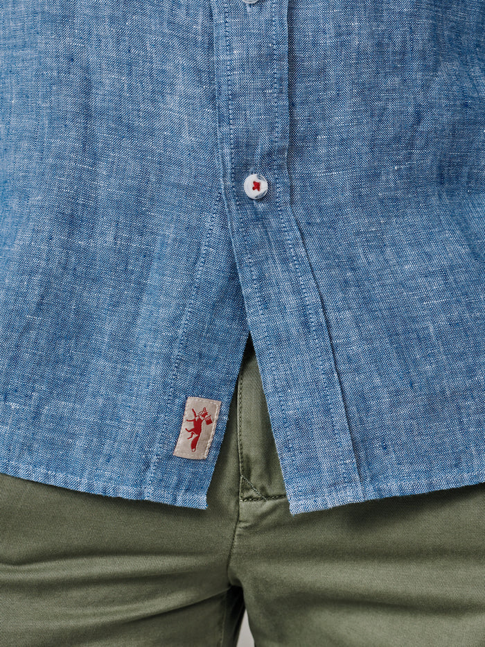 Aubin Blue Worlaby Linen Shirt | Linen Shirt