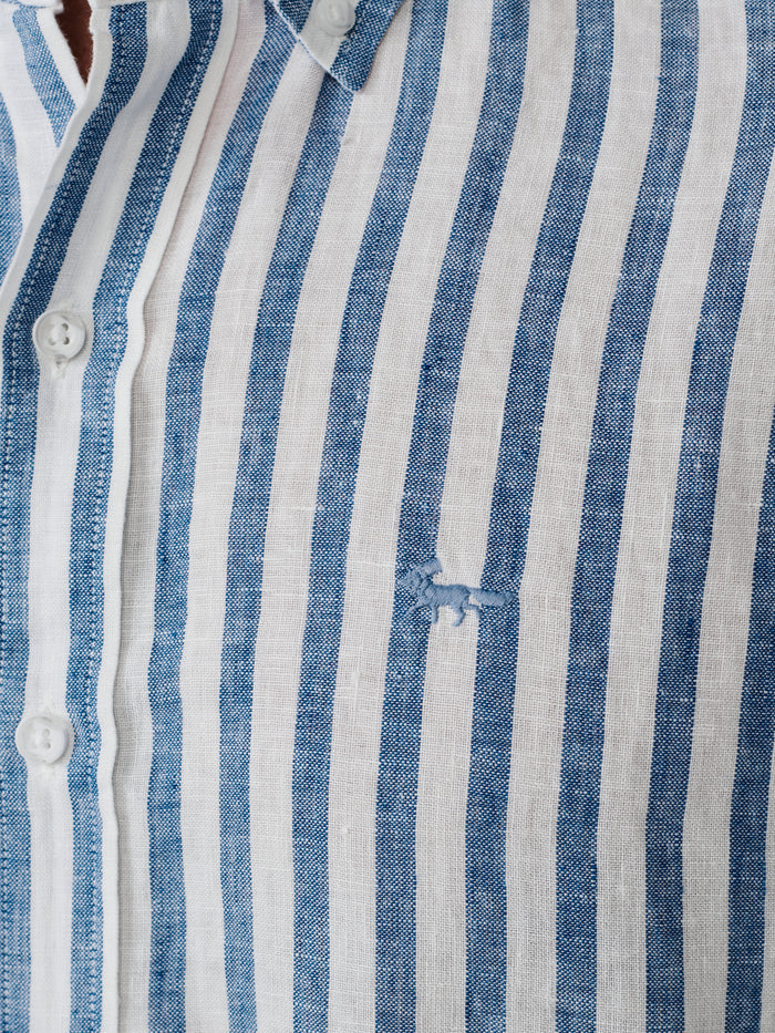 Aubin Blue Stripe Worlaby Linen Shirt | Linen Shirt