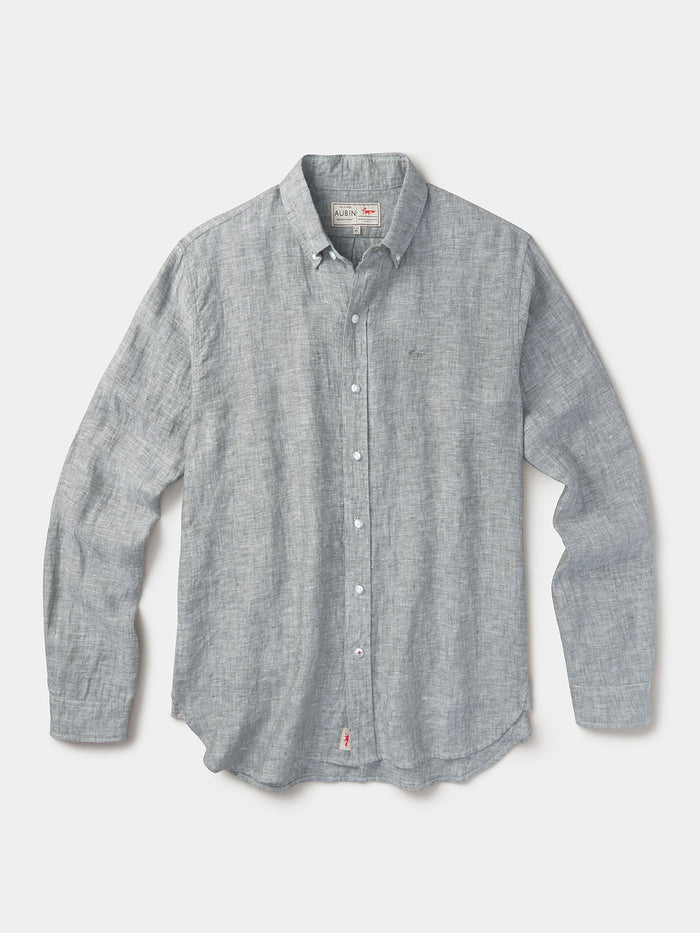 Aubin Khaki Worlaby Linen Shirt | Linen Shirt
