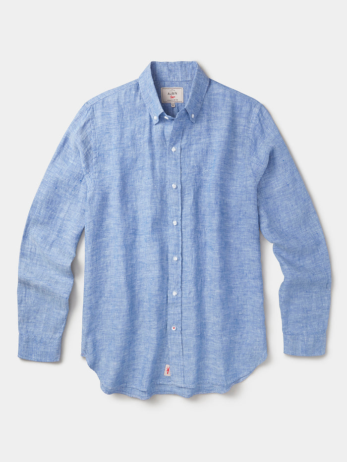 Aubin Blue Worlaby Linen Shirt | Linen Shirt