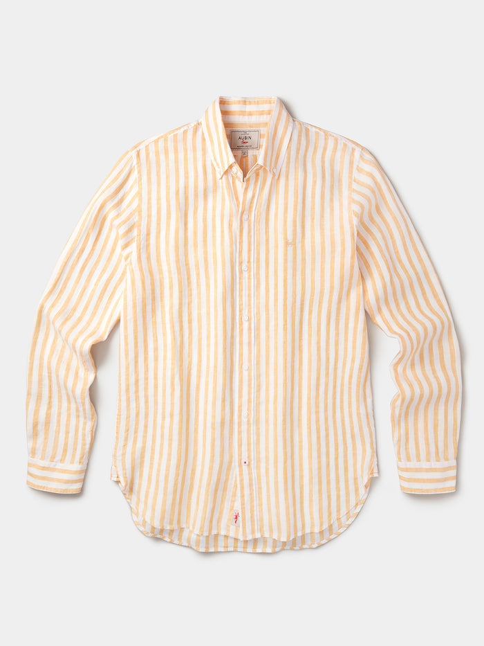 Aubin Yellow Stripe Worlaby Linen Shirt | Linen Shirt