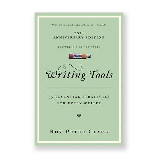 Book cover of 'Writing Tools' by Roy Peter Clark with a green background and text.