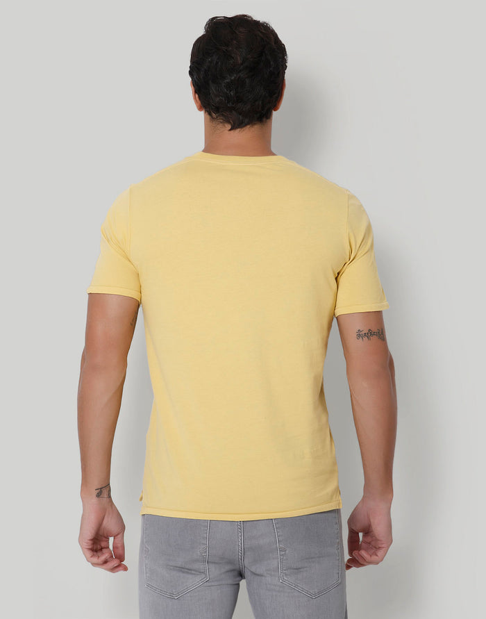 Yellow Printed Crew Neck T-Shirt