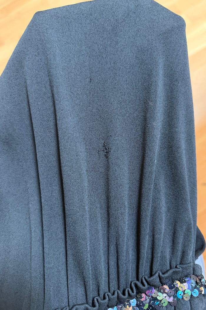 Yves Saint Laurent 1983-84 F/W Black Silk Crepe Dress with Sequin Detailing