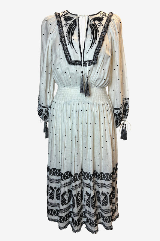 Zimmermann Black & White Embroidered Midi Dress image 0