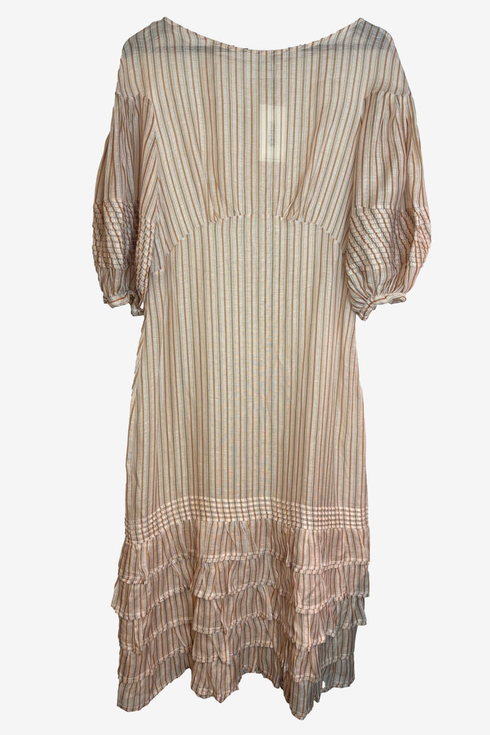 Zimmermann Blush Striped Linen Midi Sundress