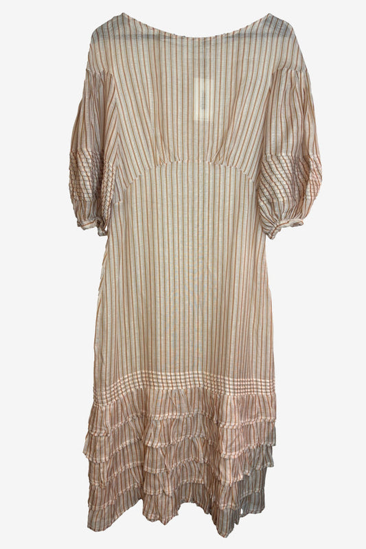 Zimmermann Blush Striped Linen Midi Sundress