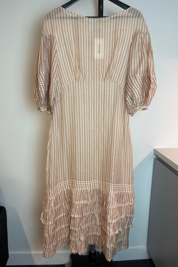 Zimmermann Blush Striped Linen Midi Sundress