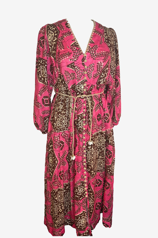 Zimmermann Floral Pink Long Sleeve Midi Dress