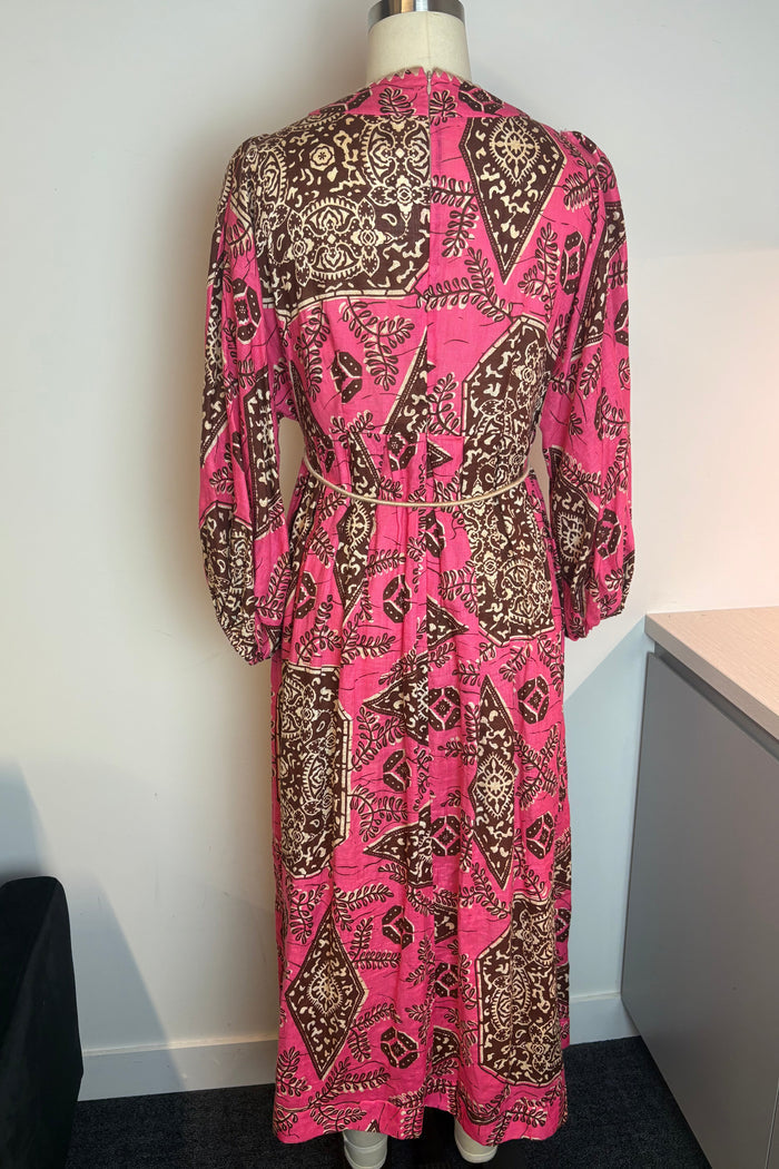 Zimmermann Floral Pink Long Sleeve Midi Dress
